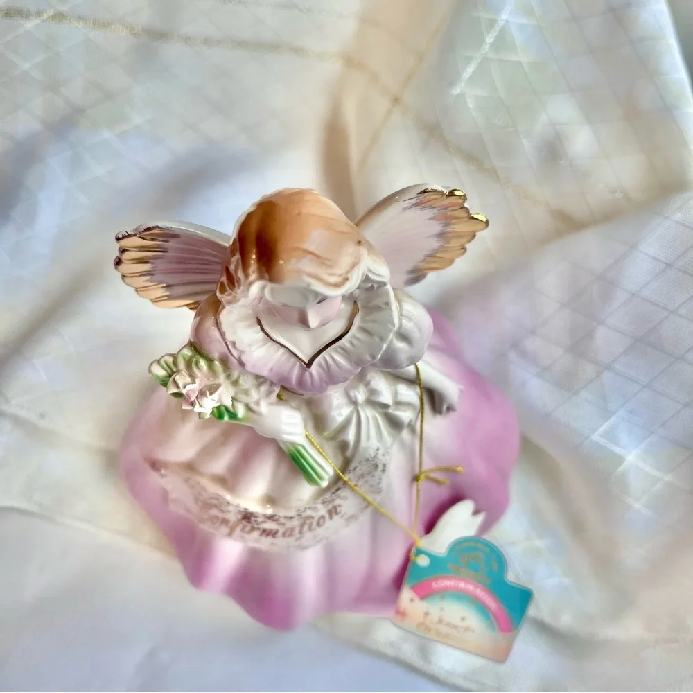 VTG Josef Originals Pink Confirmation Angel Ceramic Figurine by Applause